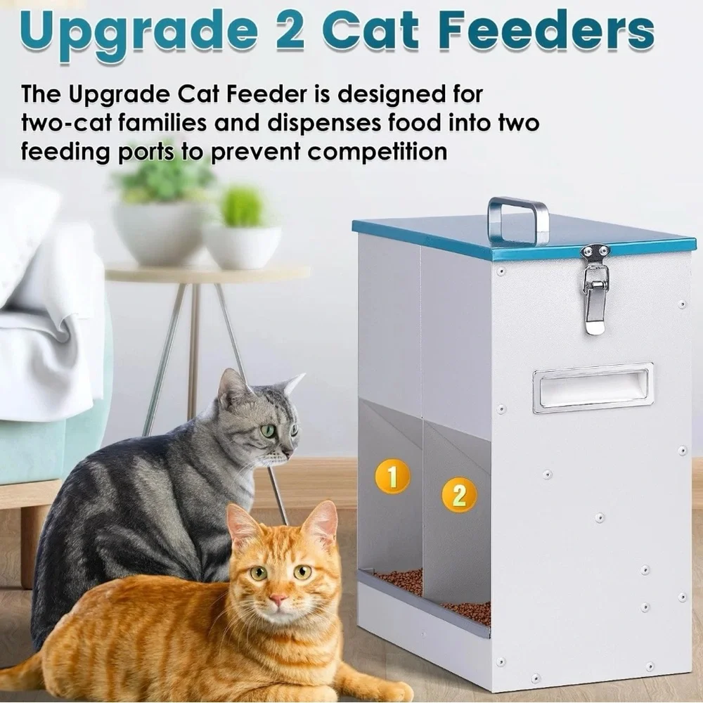 Automatic Cat Feeder for 2 Cat, 42cups/10L Automatic Pet Feeder for Dogs and ...